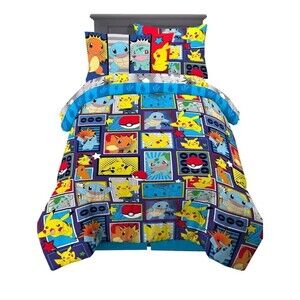 Reversible Pokemon Comforter + Sheet Set  5 Piece Twin Bed New Licensed Official